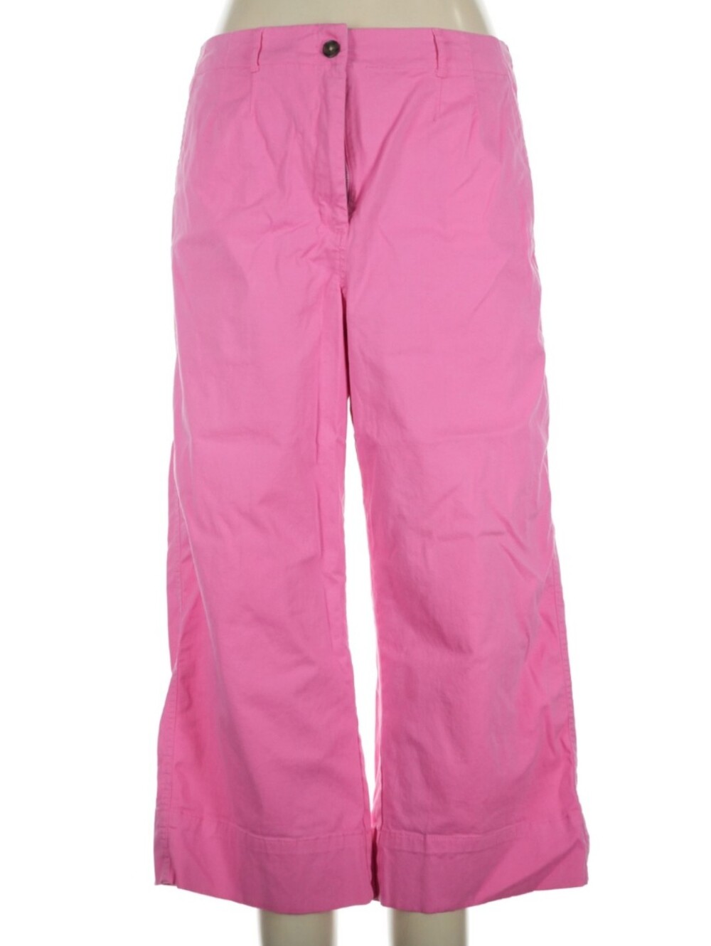 Crown & Ivy Hot Pink Chino Cotton Cropped Pants Wide Leg Sz 16 EUC
